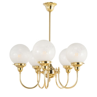 Lighting Inspirations Luke 5 Light Pendant Polished Brass with Sheffield 6''