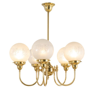 Lighting Inspirations Luke 5 Light Pendant Polished Brass with Sheffield 6''