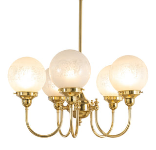 Lighting Inspirations Luke 5 Light Pendant Polished Brass with Sheffield 6''