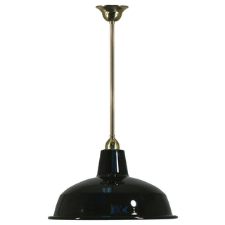 Lighting Inspirations Warehouse 300mm Black Metal Shade On Rod Set 1/2'' x 1/2m Polished Brass
