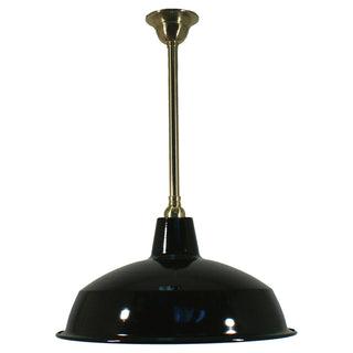 Lighting Inspirations Warehouse 420mm Black Metal Shade On Rod Set 3/4'' x 1/2m Polished Brass