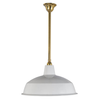 Lighting Inspirations Warehouse 420mm White Metal Shade On Rod Set 3/4'' x 1/2m Polished Brass