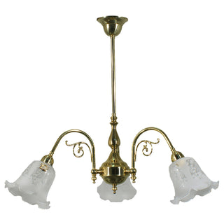Lighting Inspirations Victoriana 3 Light Pendant Polished Brass With 5008 29mm Frost Etched Shades