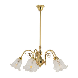 Lighting Inspirations Victoriana 5 Light Pendant Polished Brass With 5008 29mm Frost Etched Shades