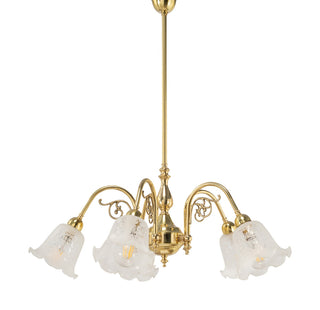 Lighting Inspirations Victoriana 5 Light Pendant Polished Brass With 5008 29mm Frost Etched Shades