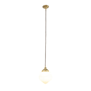 Lighting Inspirations Premier 8'' Opal Matte On Cloth Cord Suspenson Polished Brass
