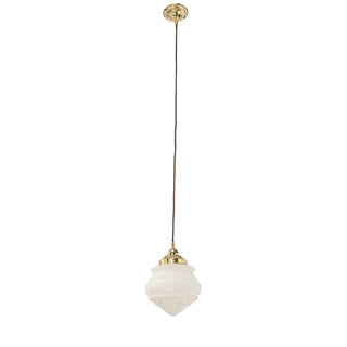 Lighting Inspirations Premier 8'' Opal Matte On Cloth Cord Suspenson Polished Brass