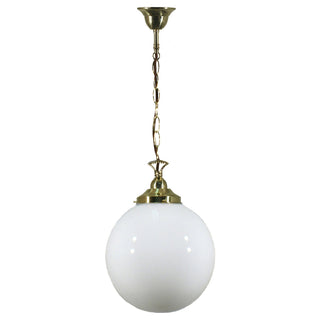Lighting Inspirations Sphere 10'' Opal Gloss On Single Chain Suspenson Polished Brass