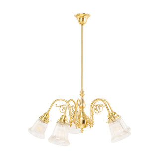 Lighting Inspirations Victoriana 5 Light Pendant Polished Brass with Zipper 23 Clear Shades