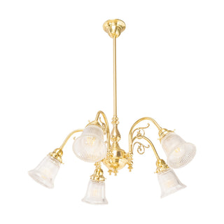 Lighting Inspirations Victoriana 5 Light Pendant Polished Brass with Zipper 23 Clear Shades
