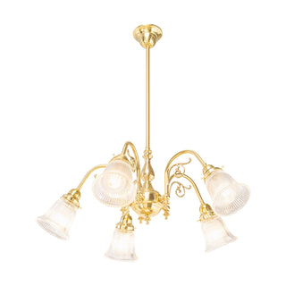 Lighting Inspirations Victoriana 5 Light Pendant Polished Brass with Zipper 23 Clear Shades