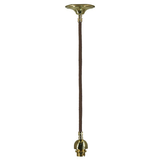 Lighting Inspirations Cloth Cord Suspension Brown Cord Polished Brass