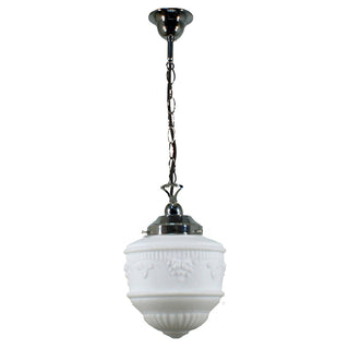 Lighting Inspirations Senator 8'' Opal Matte On Single Chain Black Cloth Suspension Chrome