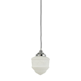 Lighting Inspirations Senator 8'' Opal Matte On Cloth Cord Black Cloth Suspension Chrome