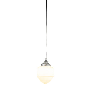 Lighting Inspirations Senator 8'' Opal Matte On Cloth Cord Black Cloth Suspension Chrome