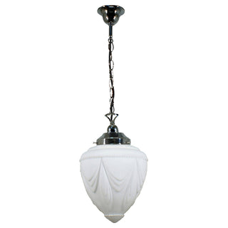 Lighting Inspirations Empire 8'' Opal Matte On Single Chain Black Cloth Suspension Chrome