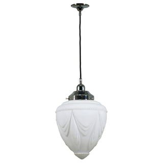 Lighting Inspirations Empire 8'' Opal Matte On Cloth Cord Black Cloth Suspension Chrome