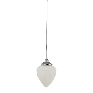 Lighting Inspirations Empire 8'' Opal Matte On Cloth Cord Black Cloth Suspension Chrome