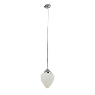 Lighting Inspirations Empire 8'' Opal Matte On Cloth Cord Black Cloth Suspension Chrome
