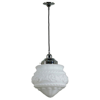 Lighting Inspirations Premier 8'' Opal Matte on Cloth Cord Black Cloth Suspension Chrome