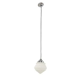 Lighting Inspirations Premier 8'' Opal Matte on Cloth Cord Black Cloth Suspension Chrome