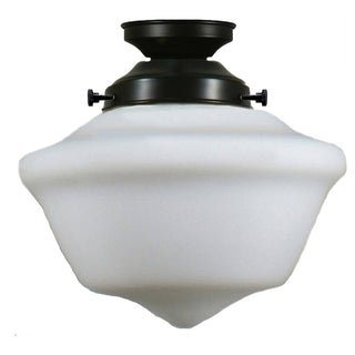 Lighting Inspirations Victorian Schoolhouse 9'' Opal Matte Batten Fix Patina