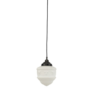 Lighting Inspirations Senator 8" Opal Matte On Cloth Cord Black Cloth Suspension Patina
