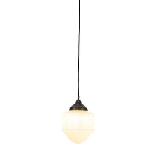 Lighting Inspirations Senator 8" Opal Matte On Cloth Cord Black Cloth Suspension Patina