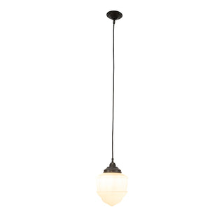 Lighting Inspirations Senator 8" Opal Matte On Cloth Cord Black Cloth Suspension Patina