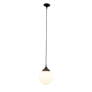Lighting Inspirations St Kilda 8'' Opal Matte On Cloth Cord Suspension Patina