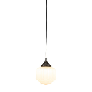 Lighting Inspirations St Kilda 8'' Opal Matte On Cloth Cord Suspension Patina