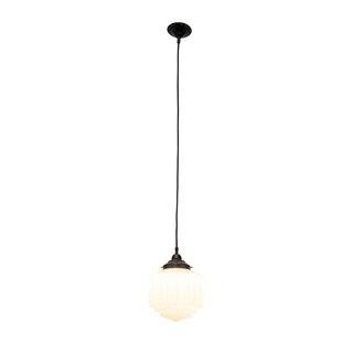 Lighting Inspirations St Kilda 8'' Opal Matte On Cloth Cord Suspension Patina