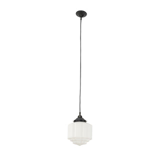 Lighting Inspirations St Kilda 8'' Opal Matte On Cloth Cord Suspension Patina