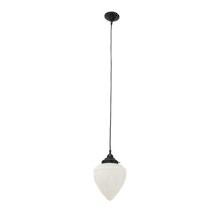 Lighting Inspirations Empire 8" Opal Matte On Cloth Cord Black Clooth Suspension Patina