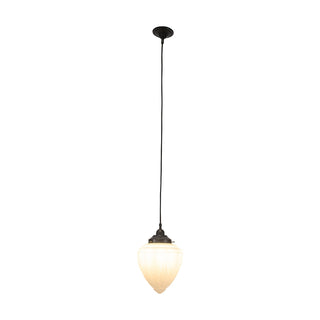 Lighting Inspirations Empire 8" Opal Matte On Cloth Cord Black Clooth Suspension Patina