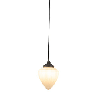 Lighting Inspirations Empire 8" Opal Matte On Cloth Cord Black Clooth Suspension Patina