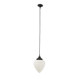 Lighting Inspirations Empire 8" Opal Matte On Cloth Cord Black Clooth Suspension Patina