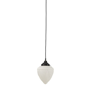 Lighting Inspirations Empire 8" Opal Matte On Cloth Cord Black Clooth Suspension Patina