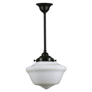 Lighting Inspirations Victorian Schoolhouse 9'' Opal Matte On Rod Set 1/2'' x 1/2m Patina