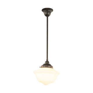 Lighting Inspirations Victorian Schoolhouse 9'' Opal Matte on Rod Set 1/2'' x 1/2m Patina