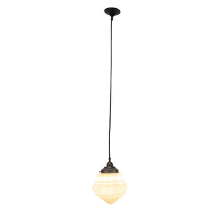 Lighting Inspirations Premier 8" Opal Matte On Cloth Cord Black Cloth Susp Patina