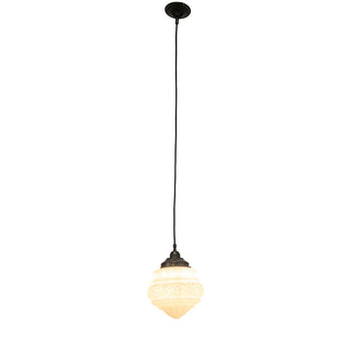 Lighting Inspirations Premier 8" Opal Matte On Cloth Cord Black Cloth Susp Patina