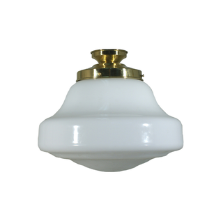 Lighting Inspirations Lincoln Schoolhouse Opal Gloss Batten Fix Polished Brass