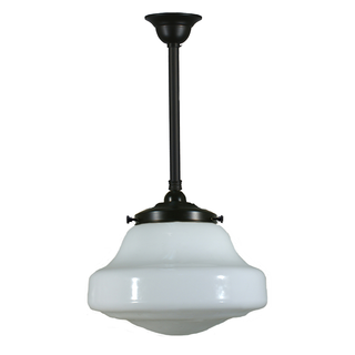 Lighting Inspirations Lincoln Schoolhouse Opal Gloss on Rod Set 3/4" 1/2m Patina