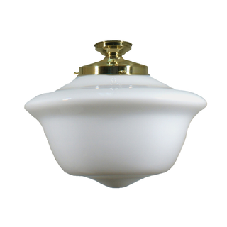 Lighting Inspirations Victorian Schoolhouse 16" Opal Gloss Batten Fix Polished Brass