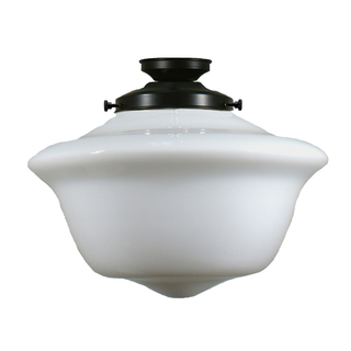 Lighting Inspirations Victorian Schoolhouse 16" Opal Gloss Batten Fix Patina