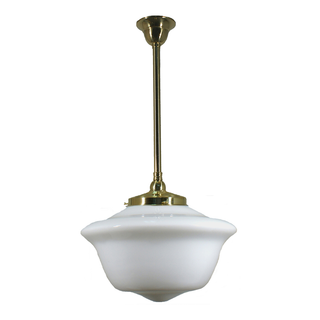 Lighting Inspirations Victorian Schoolhouse 16" Opal Gloss on Rod Set 3/4" 1/2m Polished Brass