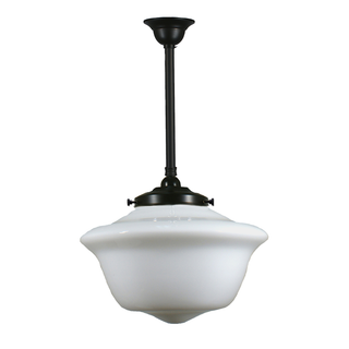 Lighting Inspirations Victorian Schoolhouse 16" Opal Gloss on Rod Set 3/4" 1/2m Patina