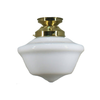 Lighting Inspirations Victorian Schoolhouse 9" Opal Gloss Batten Fix Polished Brass