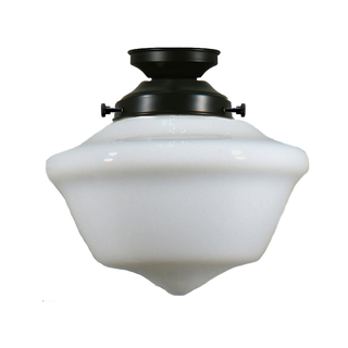 Lighting Inspirations Victorian Schoolhouse 9" Opal Gloss Batten Fix Patina